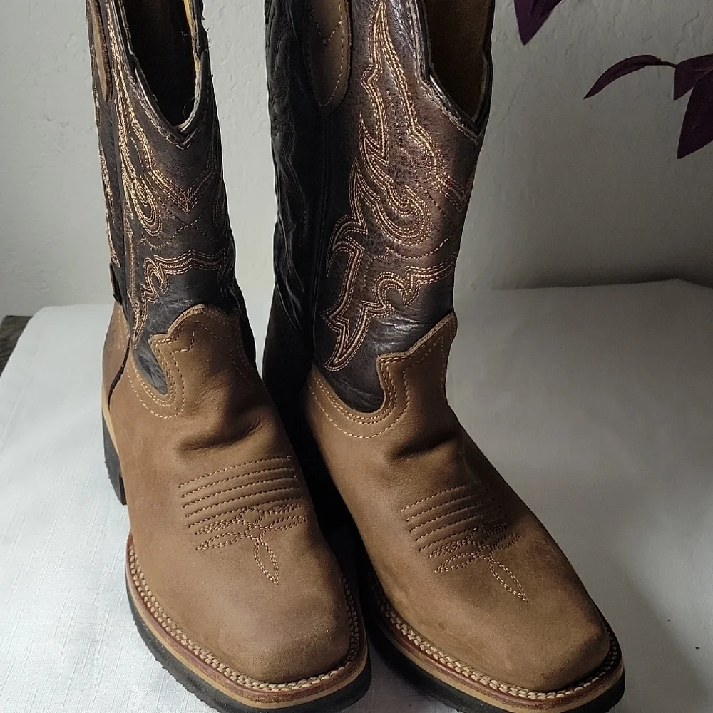 Establo Toddler  Brown Embroidered  Western Cowboy Boots Size 4